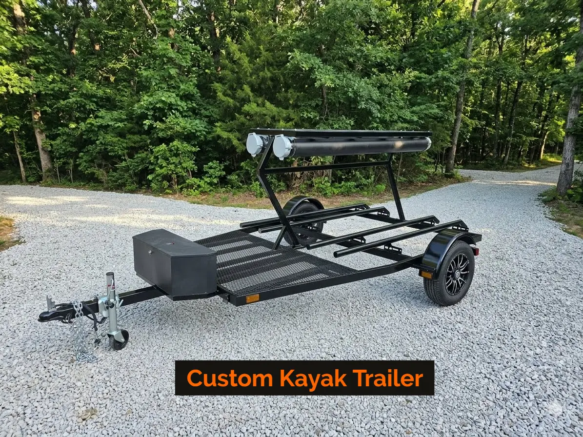 Custom kayak trailer built to exact garage measurements by Russell MetalWRX